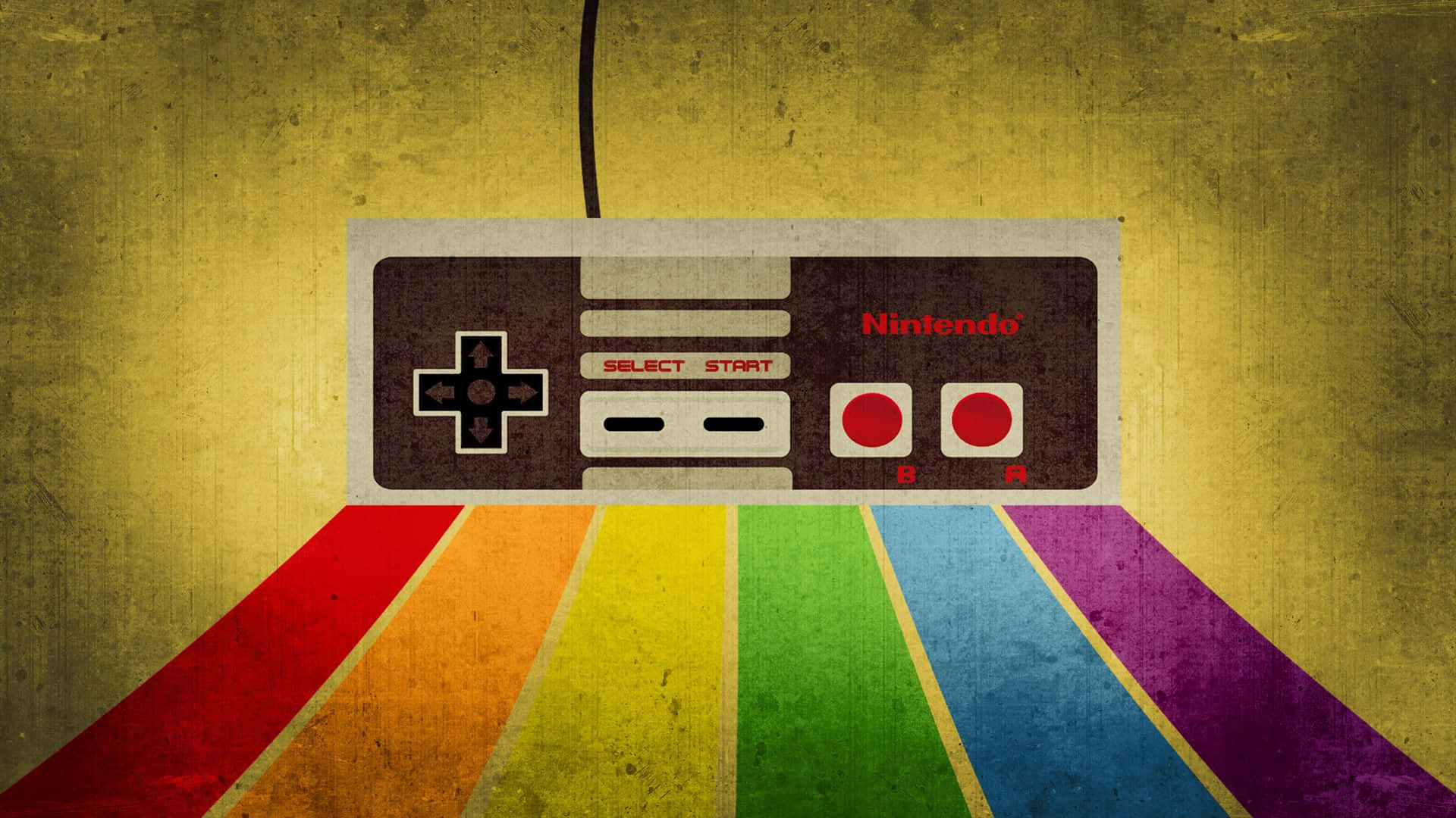 Uncontrolador De Juego De Nintendo Sobre Un Fondo De Colores Arcoíris