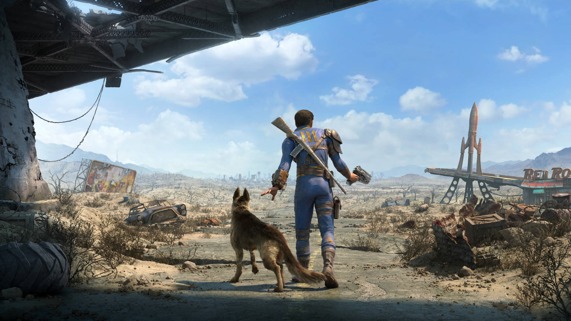 Game Character And Dog Fallout 4 4k
