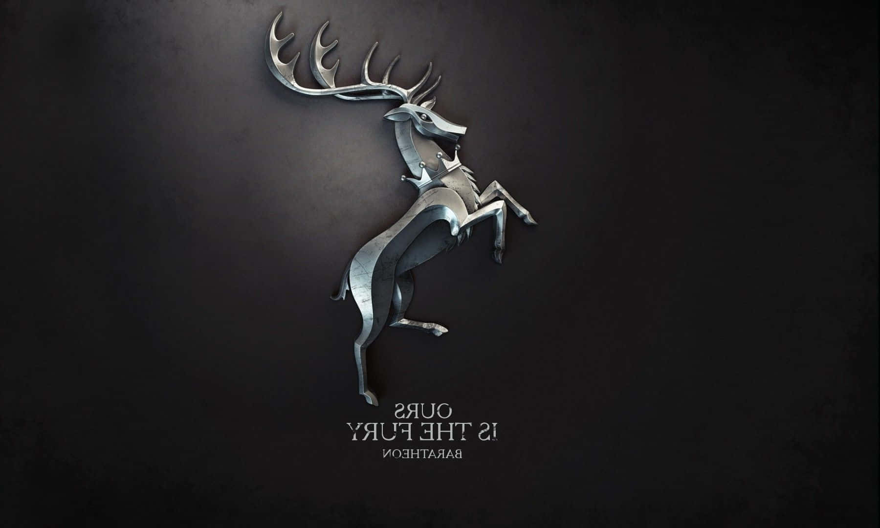 a metal deer with horns on it is on a black background Wallpaper
