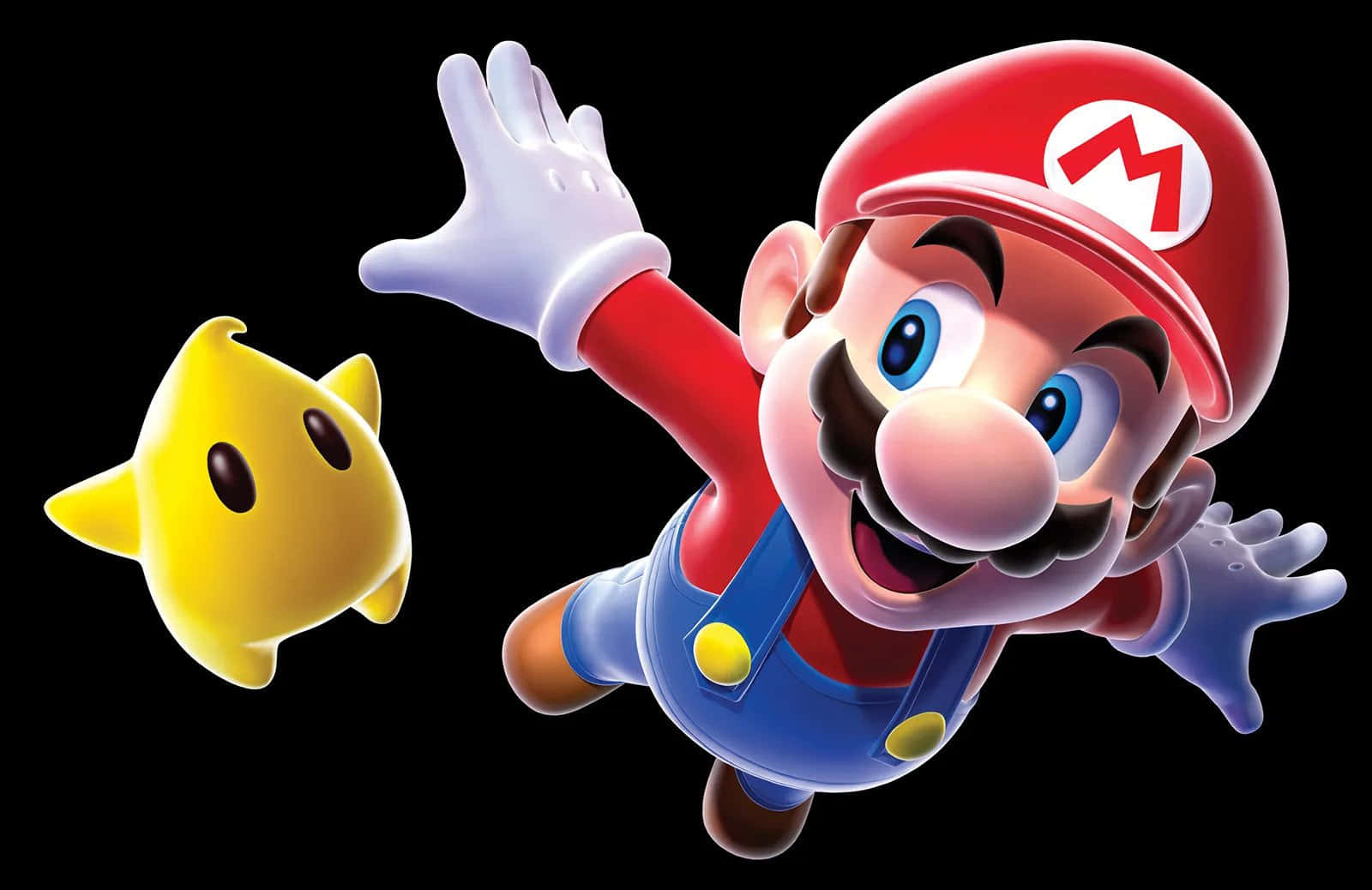 A Mario Character Flying With A Star