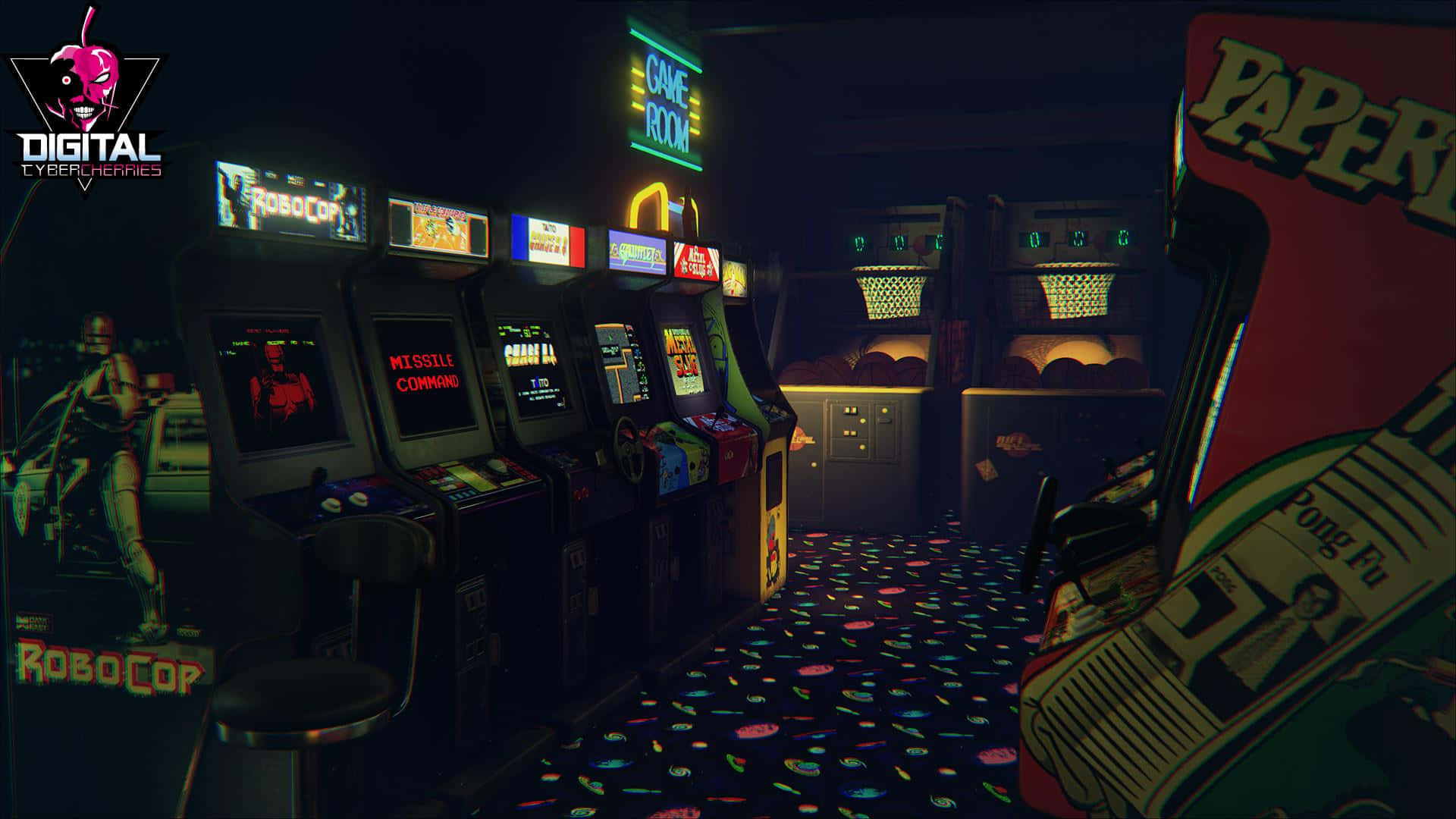 Einvideospielzimmer Mit Mehreren Arcade-automaten.