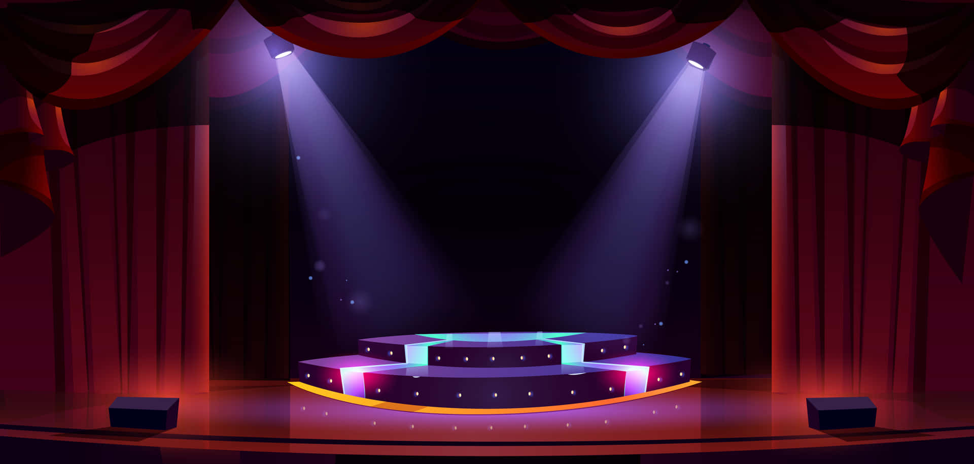 Game Show Background Stage With Red Curtains Background