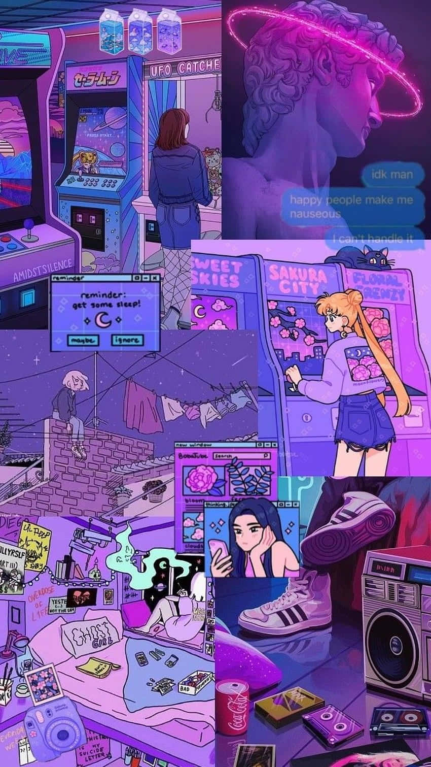 Gamer Girl Aesthetic Collage Wallpaper