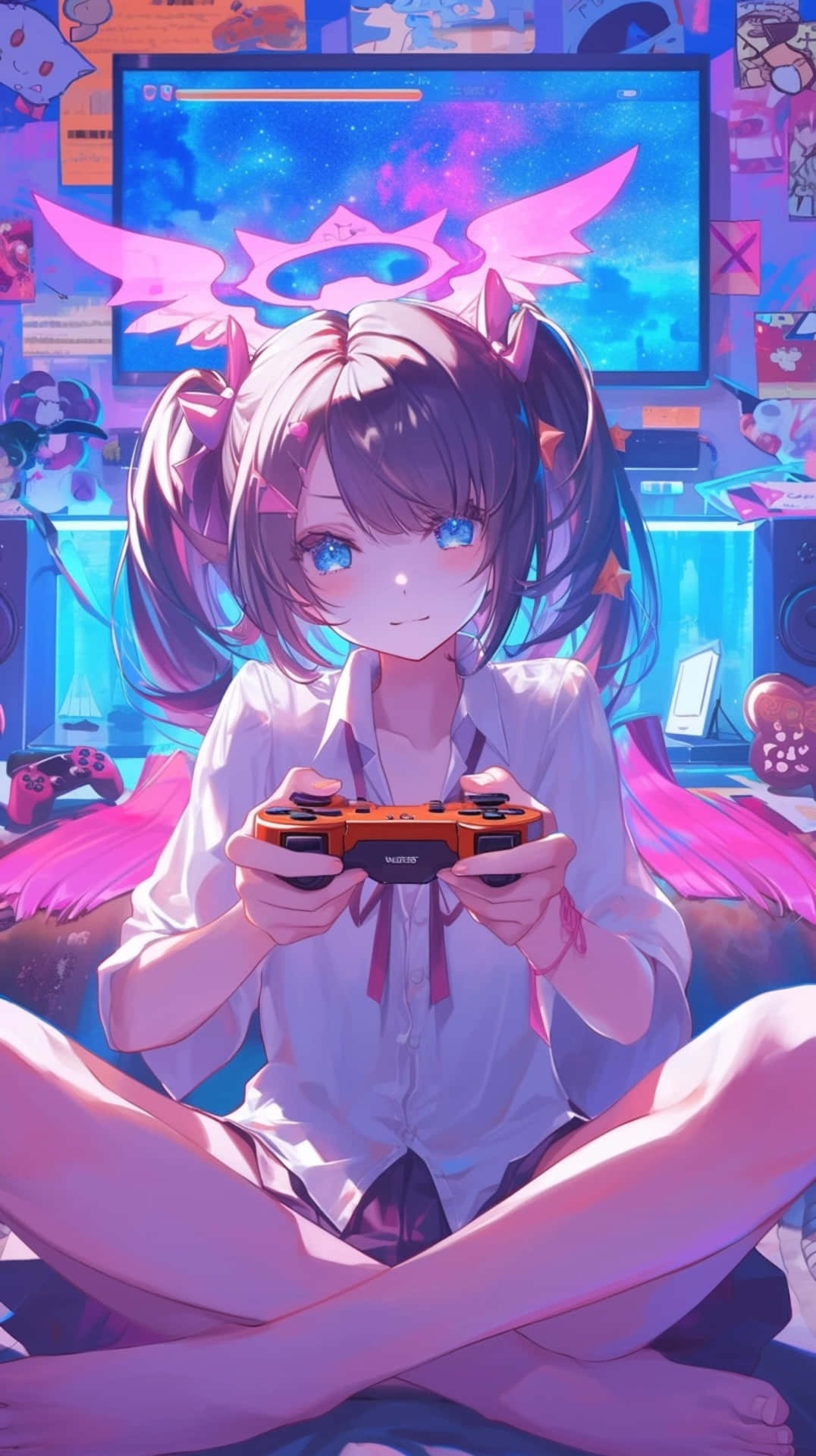 Gamer Girl Anime Artwork Wallpaper