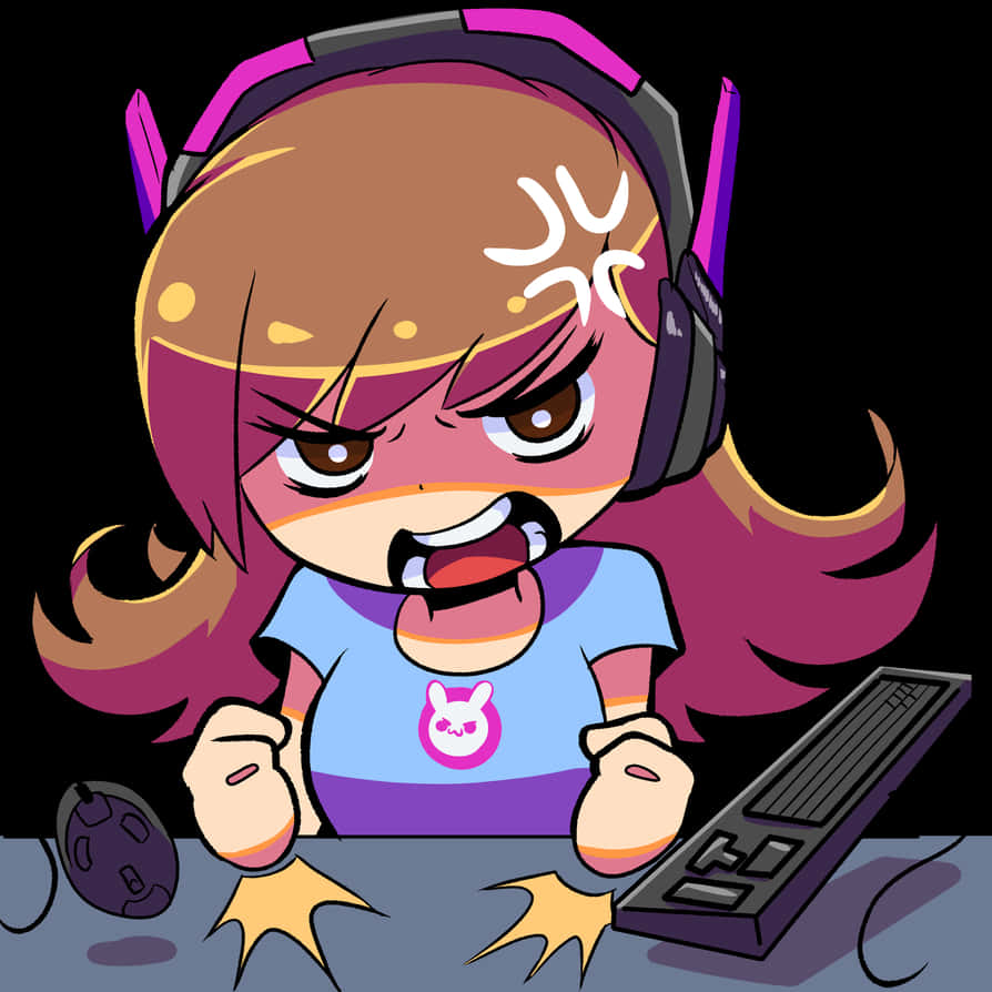 Gamer Girl Cartoon Rage PNG