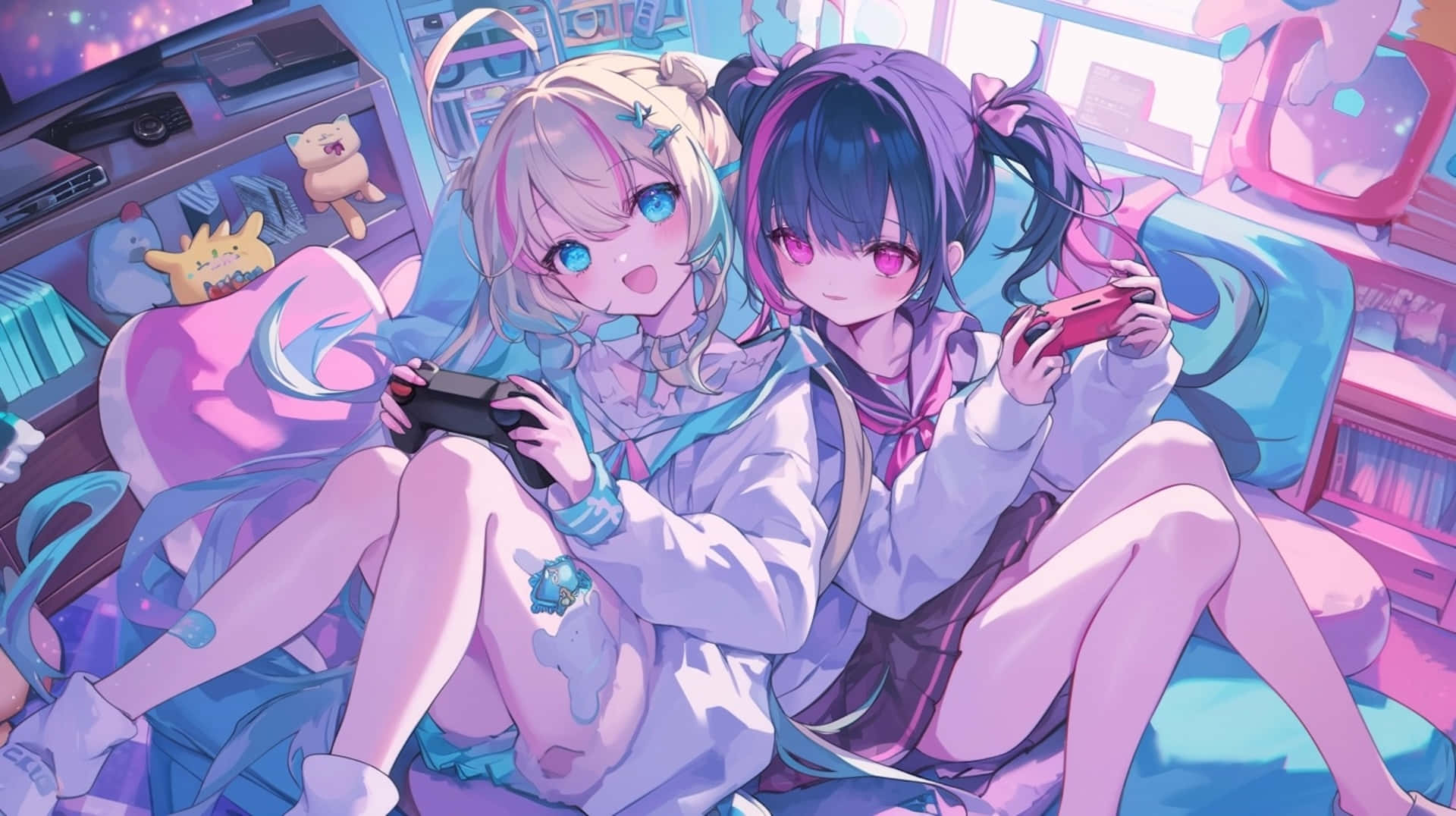 Gamer Girls Anime Artwork Wallpaper