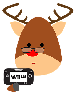 Gamer Reindeerwith Wii U Controller PNG