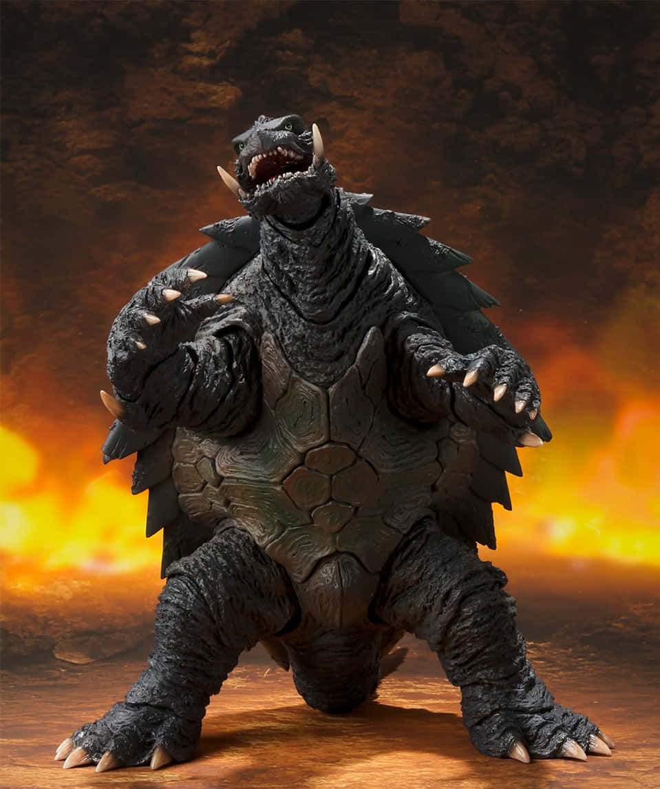 The mighty Gamera unleashes his fiery breath Wallpaper