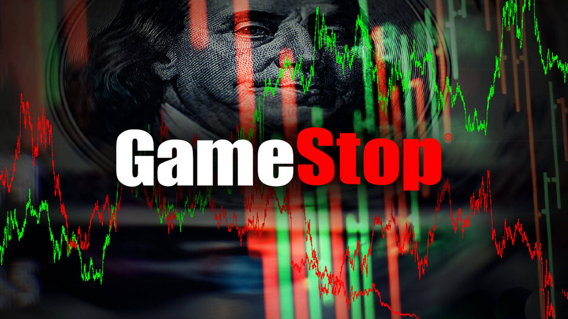 GameStop Green And Red Graphs Background