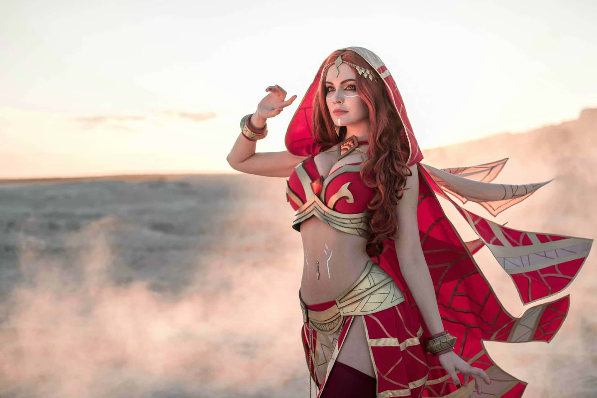 Enthusiastic cosplayers in their stunning gaming costumes Wallpaper