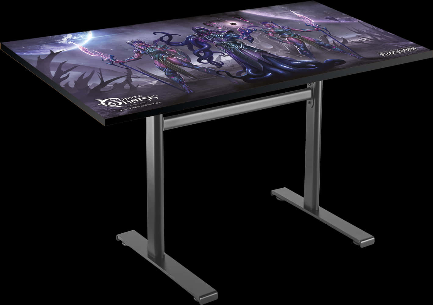 Gaming Deskwith Fantasy Artwork PNG