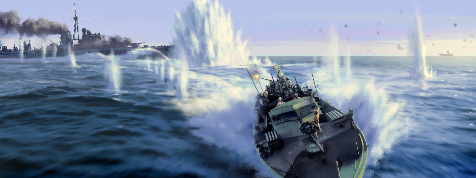 World Of Warships Gaming Dual Screen Wallpaper