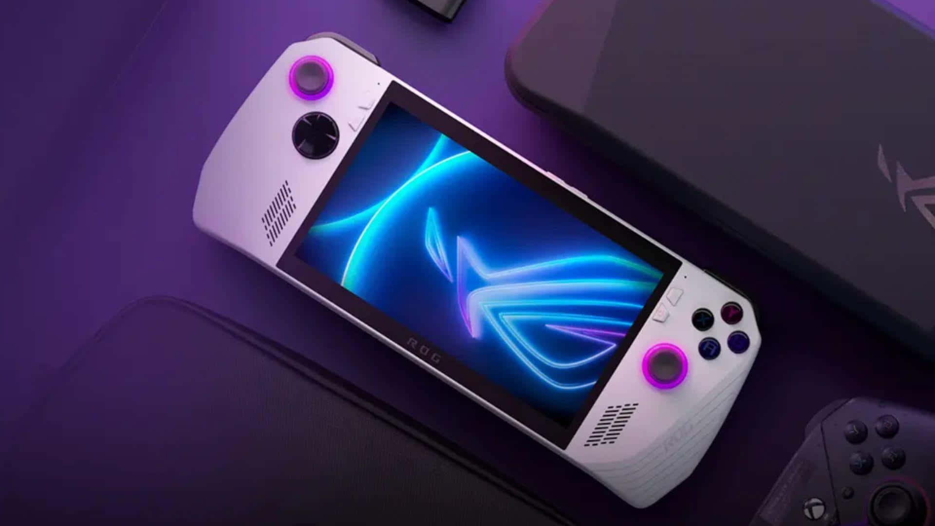 Gaming Handheld Deviceon Purple Background Wallpaper