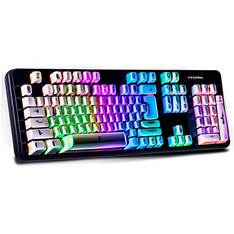 Gaming Keyboard With Multicolor Keys Png 06122024 PNG