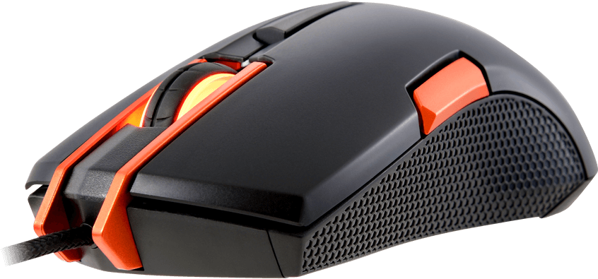 Gaming Mouse Orange Black Design PNG