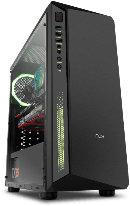 Gaming P C Tower With Transparent Side Panel PNG
