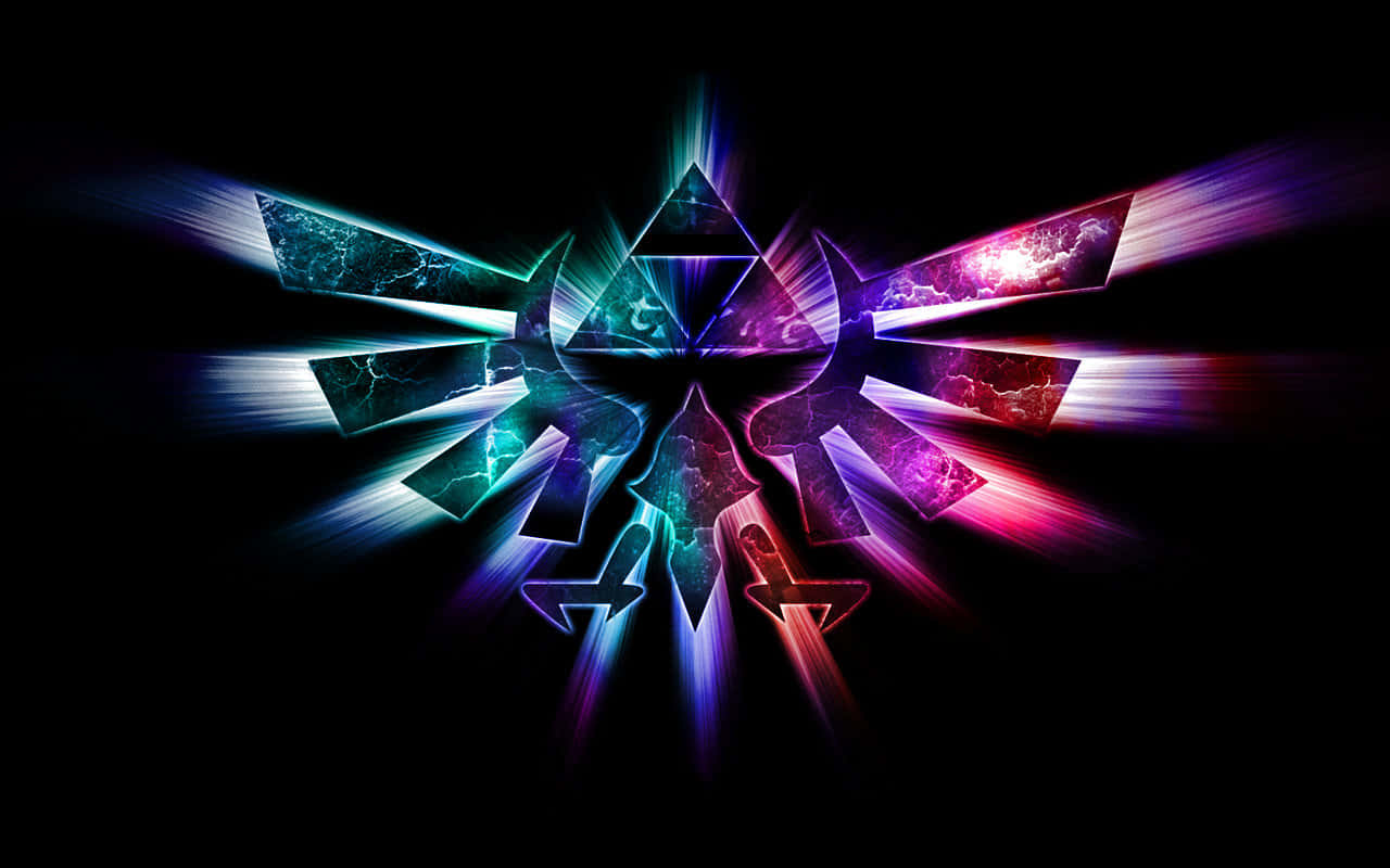 Thelegend Of Zelda-logotyp Med Färgglada Ljus