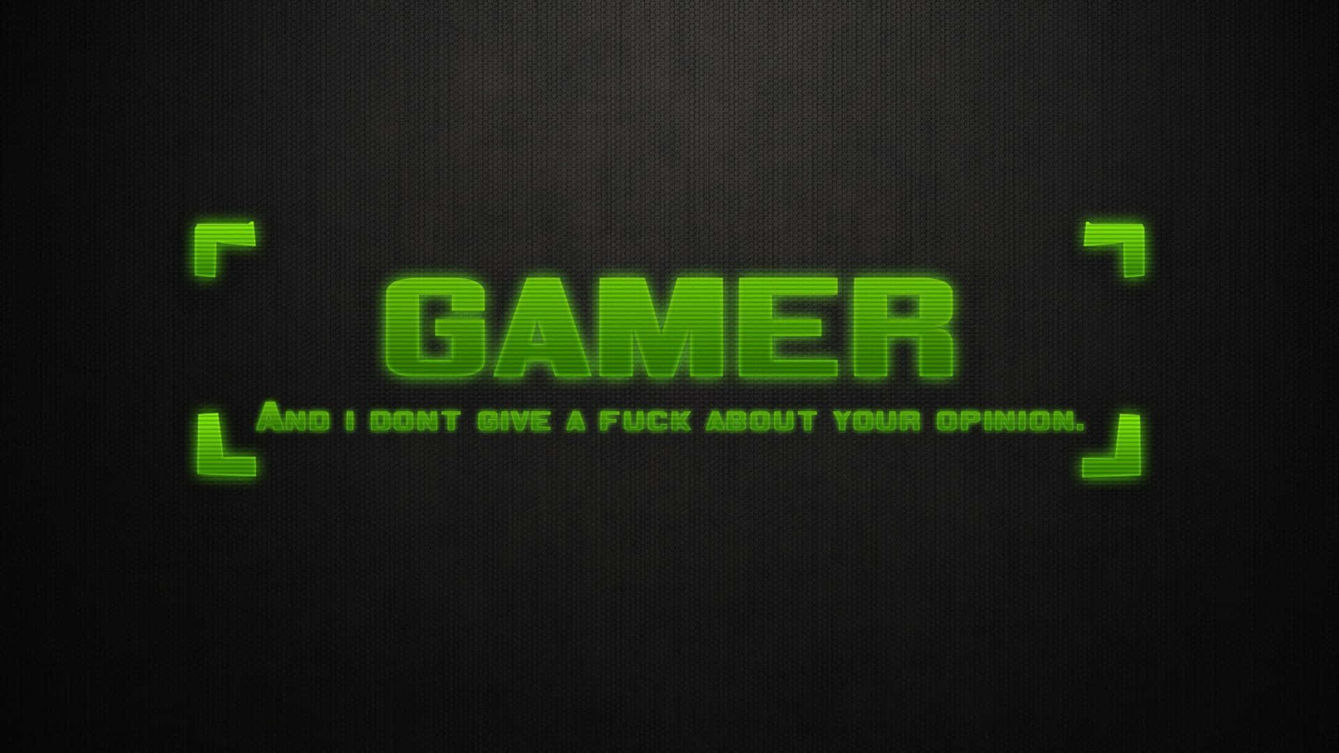 A Green Screen With The Words Gamer On It