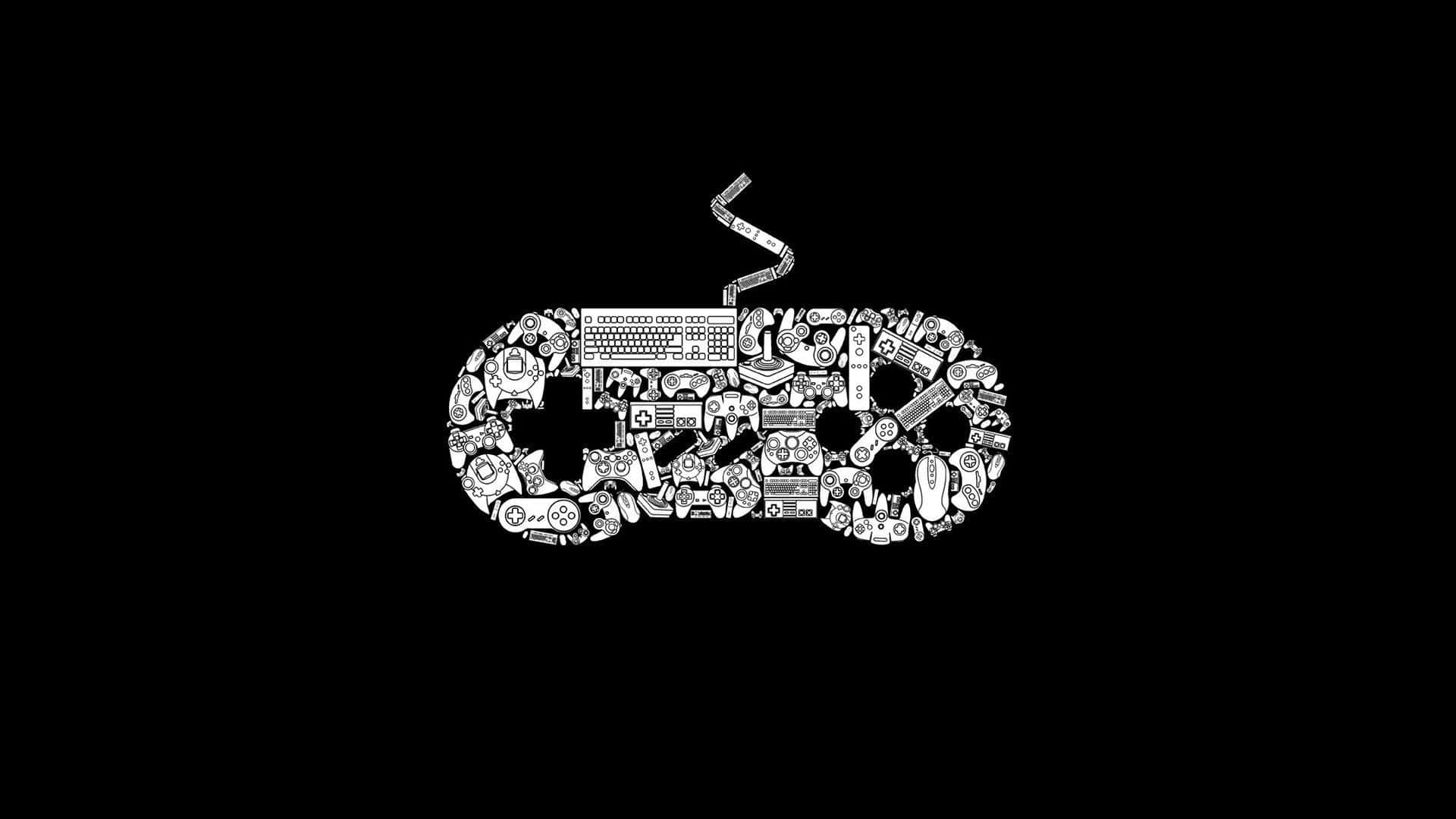A Black And White Game Controller On A Black Background