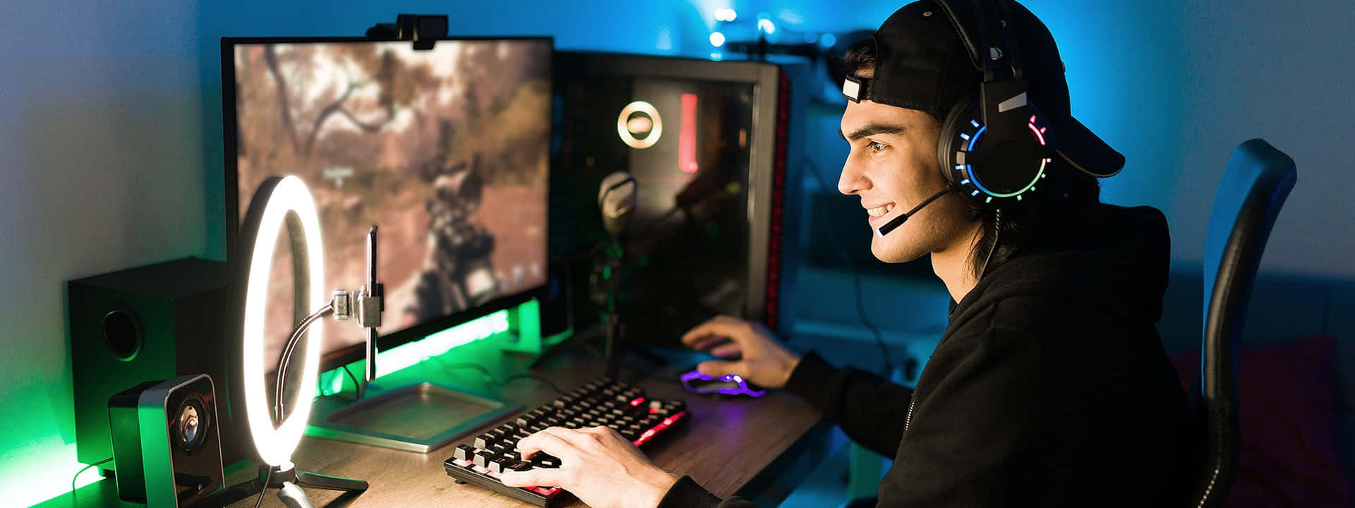 Man Smiling Gaming Streamer Picture