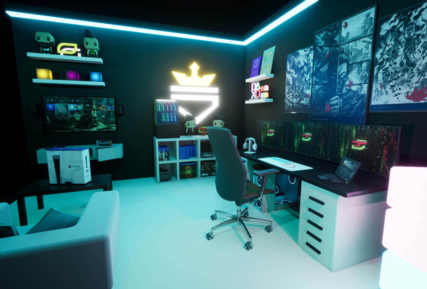 Transcend the Thrill of Gaming in this State-of-the-Art Room