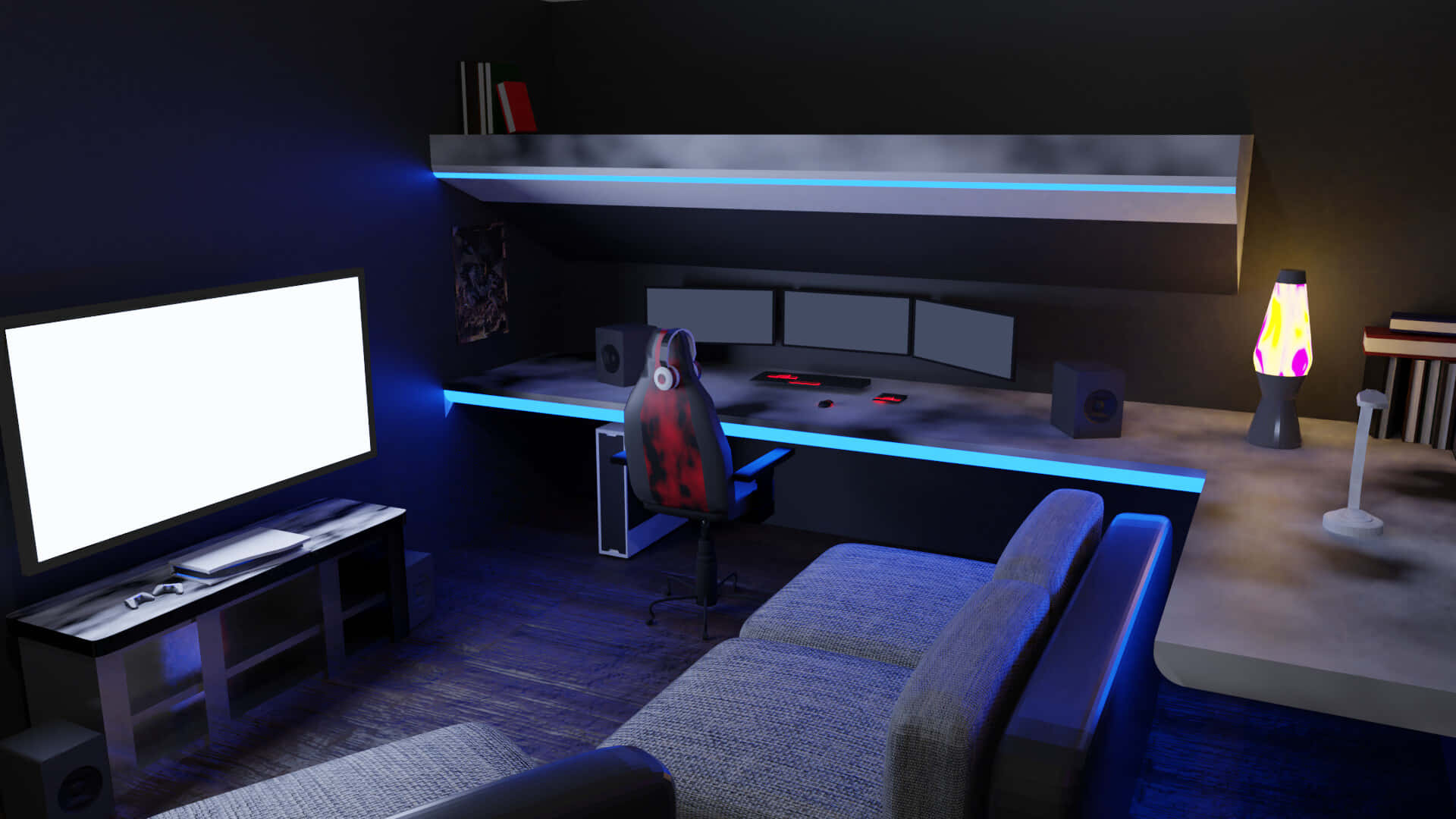 Get lost in the ultimate gaming experience in this state-of-the-art gaming room.