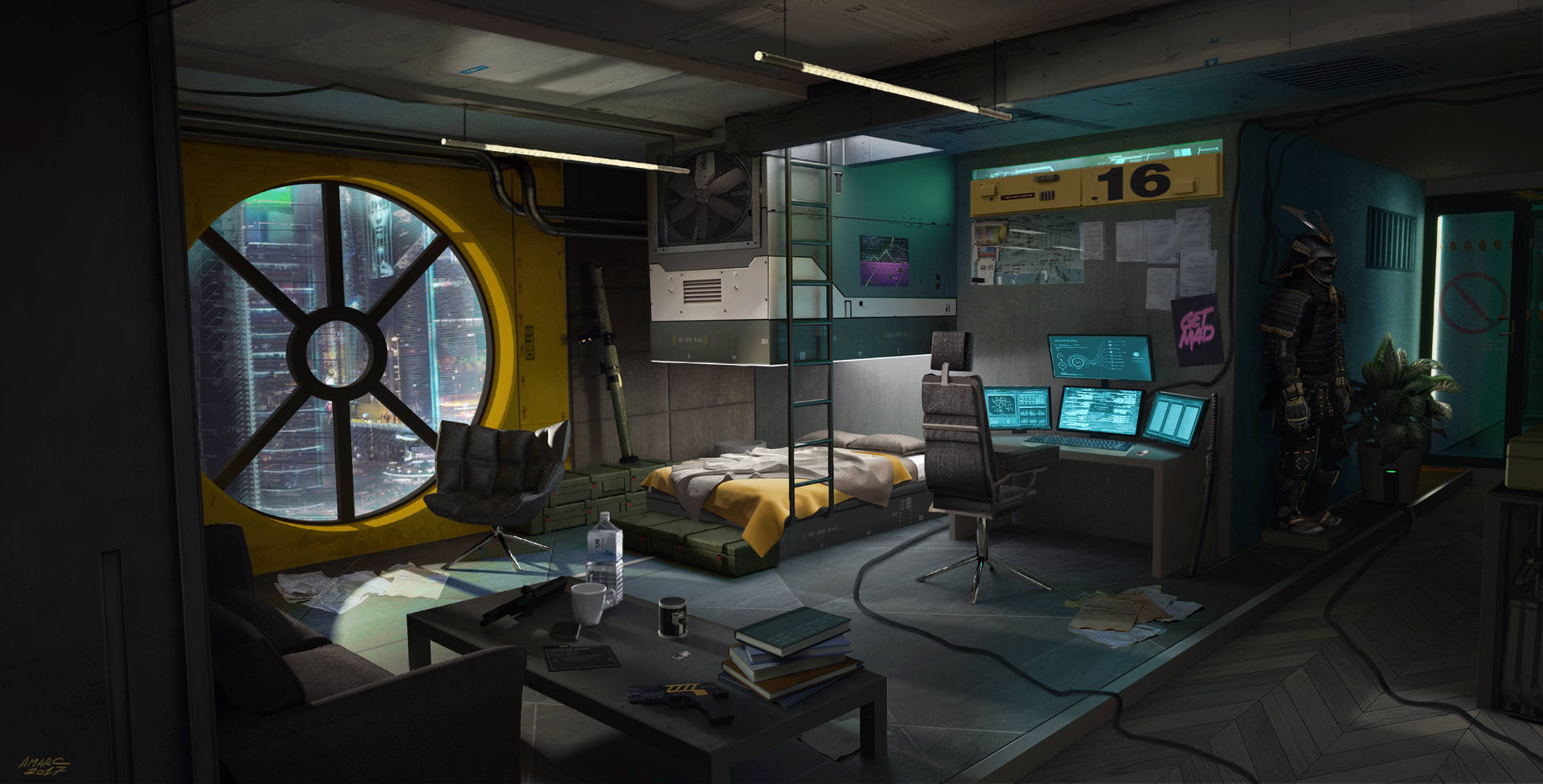 Gaming Room Cyberpunk Interior