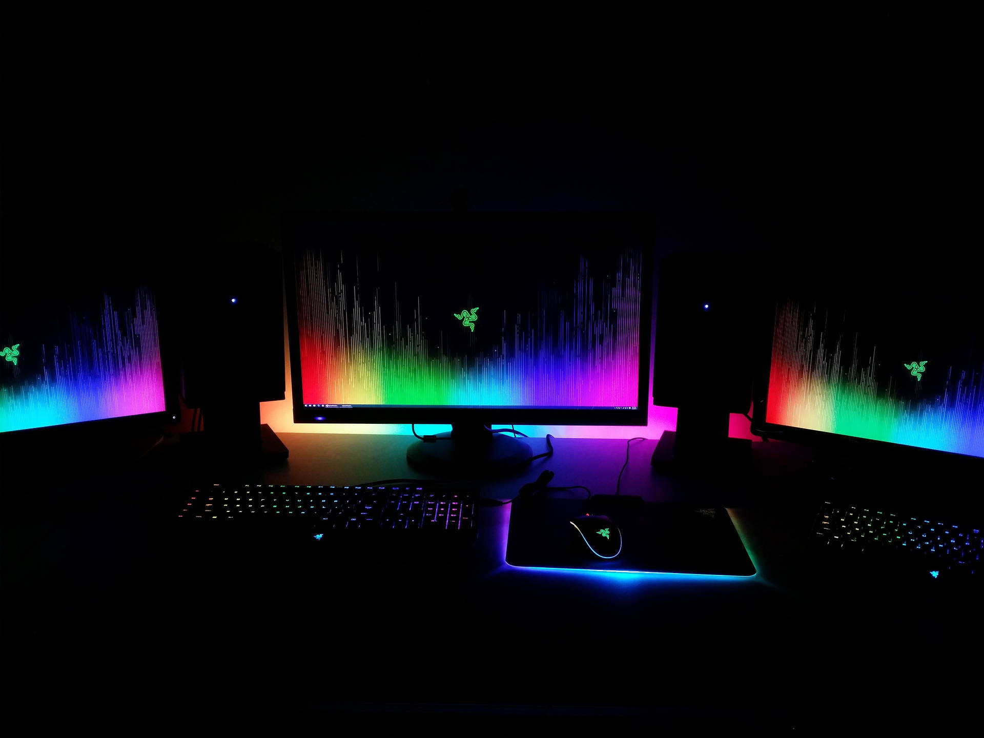 Gaming Room Dark Rainbow Desktop Wallpaper