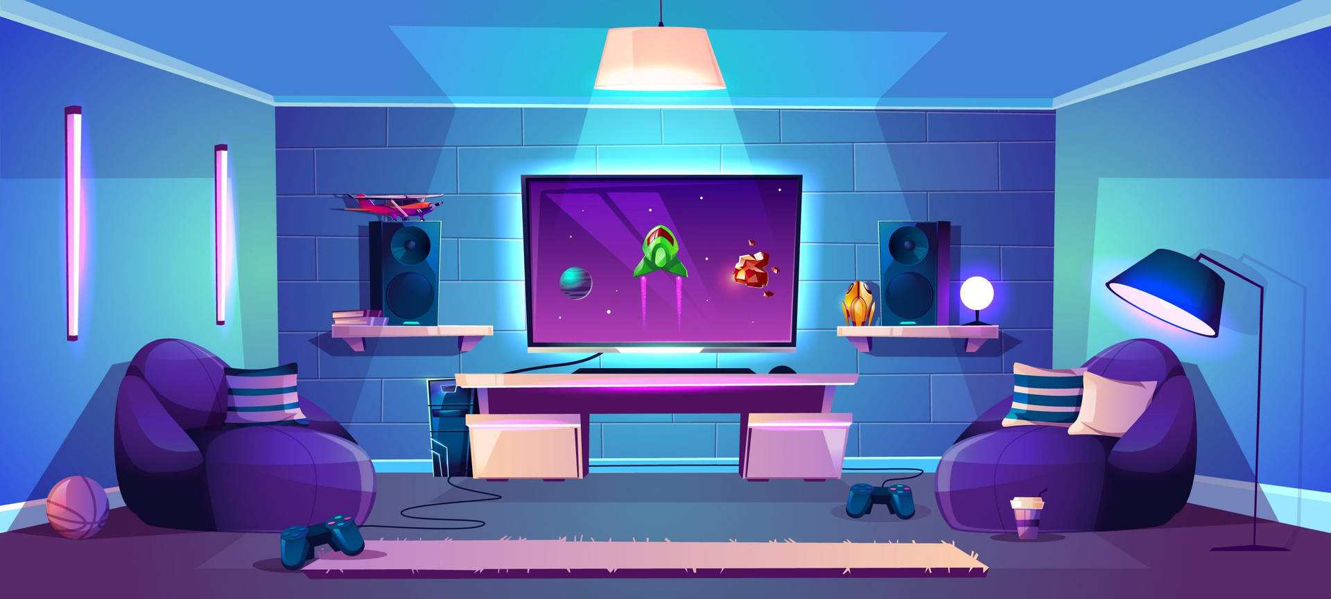 Gaming Room Digital Art Wallpaper