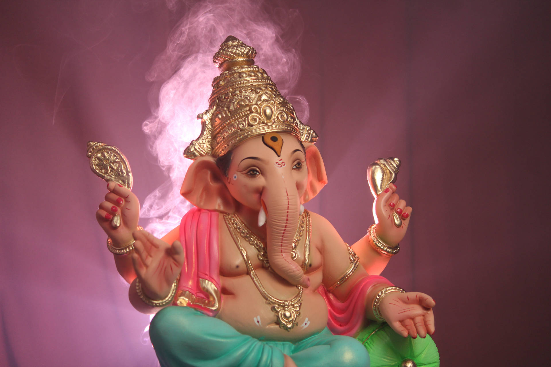 Fondode Pantalla De Ganesh En 4k Color Rosa. Fondo de pantalla