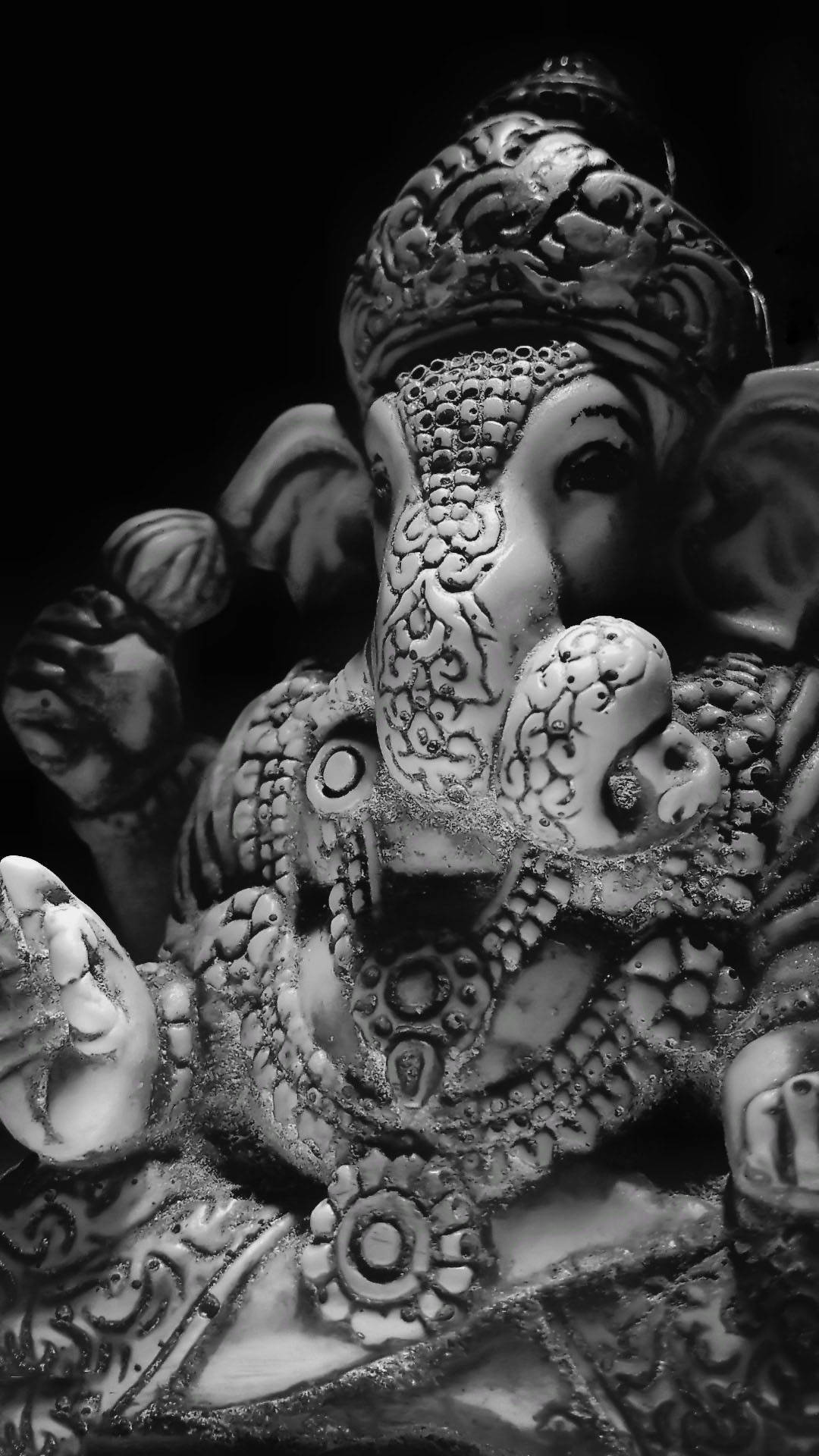 Ganesh Black And White Sculpture Wallpaper