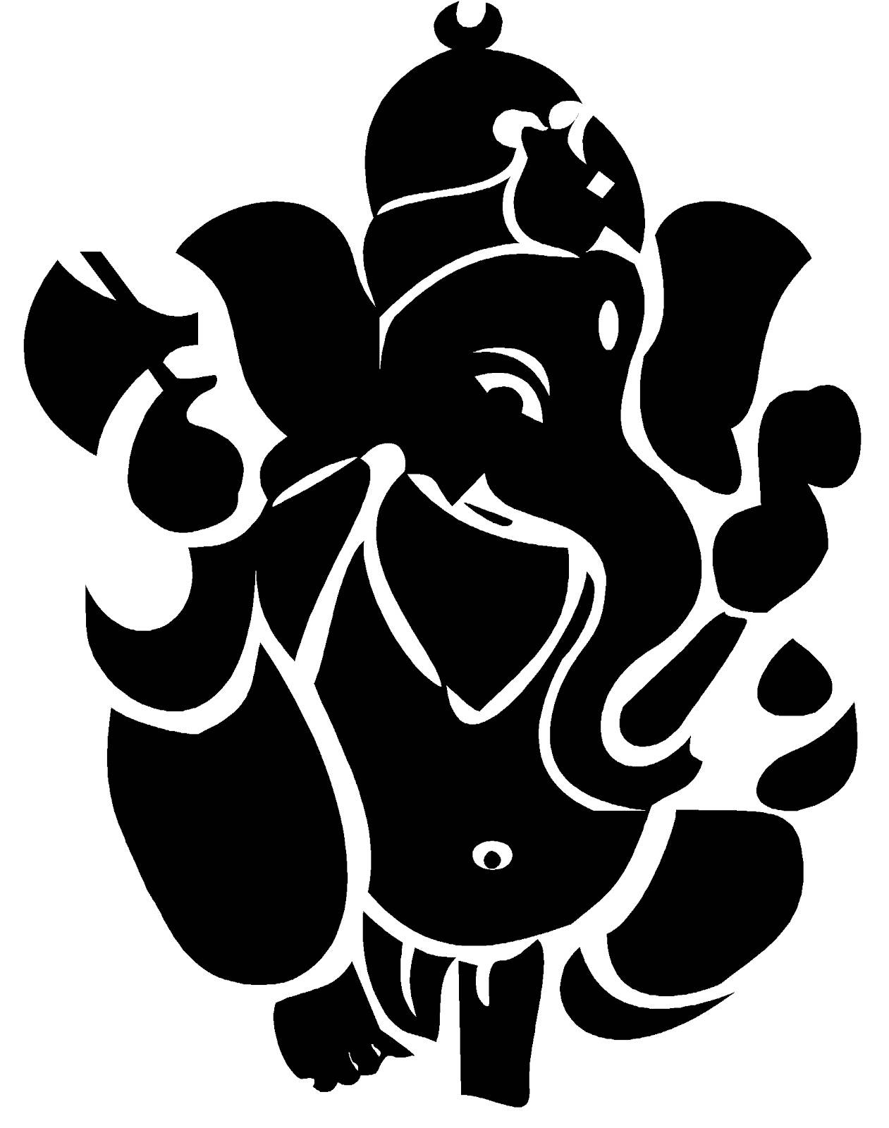 Ganesh Black And White Stencil Wallpaper