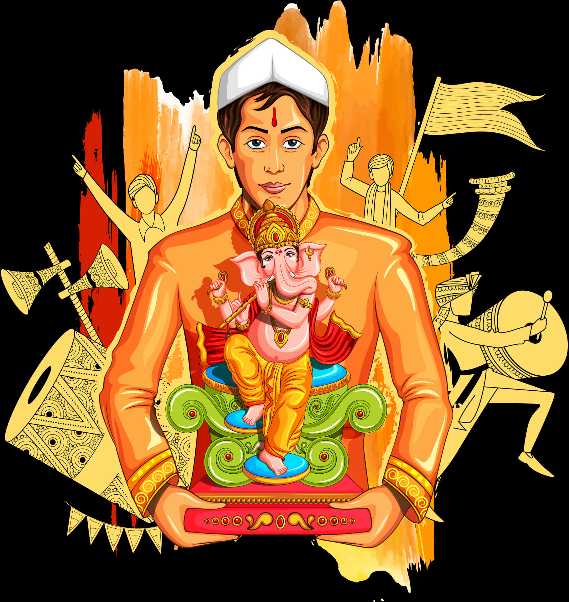 Ganesh Chaturthi Celebration Artwork PNG