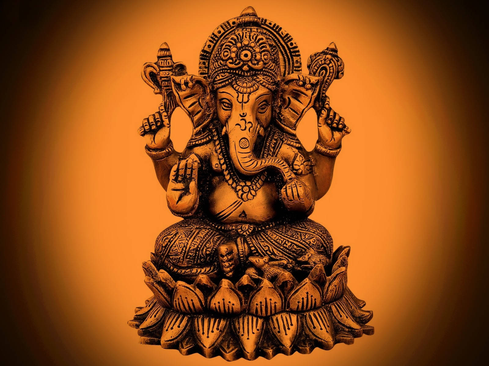 Ganesh Desktop Oro E Arte Grafica Nera Sfondo