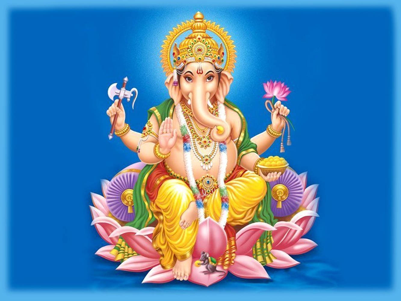Ganesh Desktop Pink Lotus Throne Graphic Artwork Sfondo