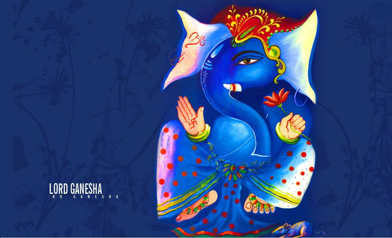 Ganesh Ji Hd Blu Arte Digitale Sfondo