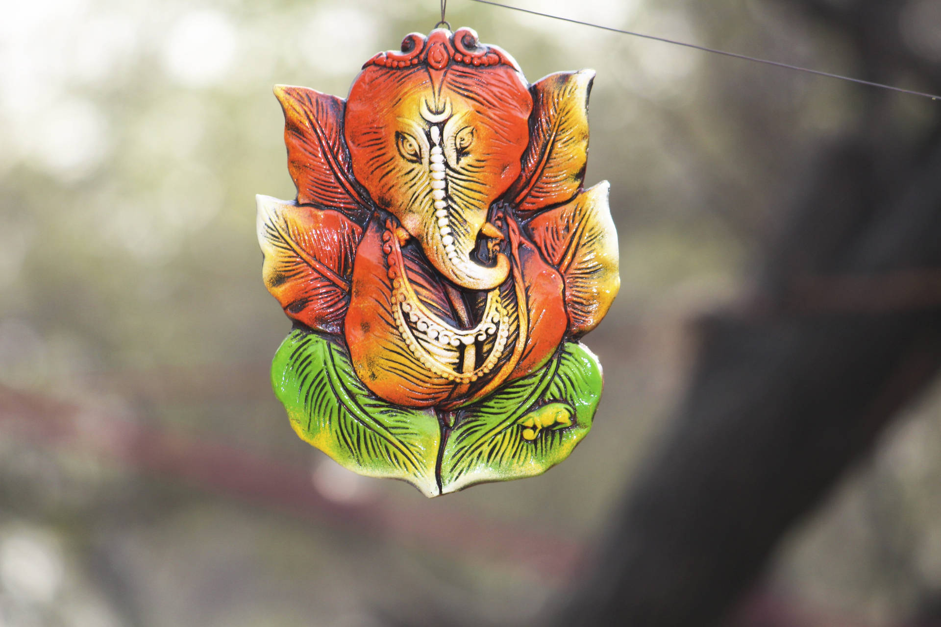 Ganesh Ji Hd Leaf Design Sfondo