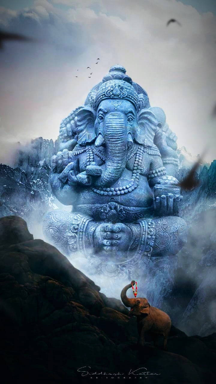 Ganesh Mountain Statue Iphone Wallpaper