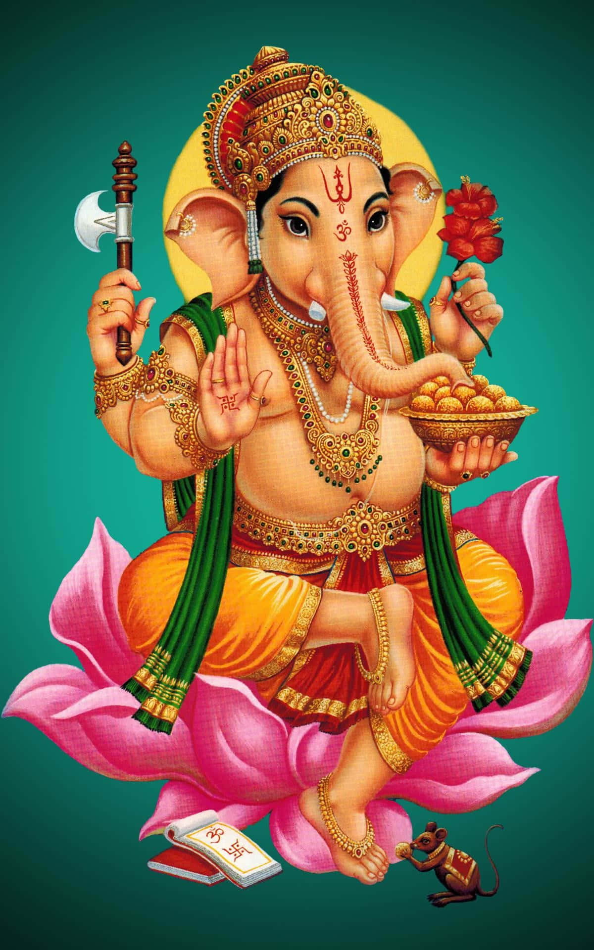 Ganesha Sitting On A Lotus With A Knife