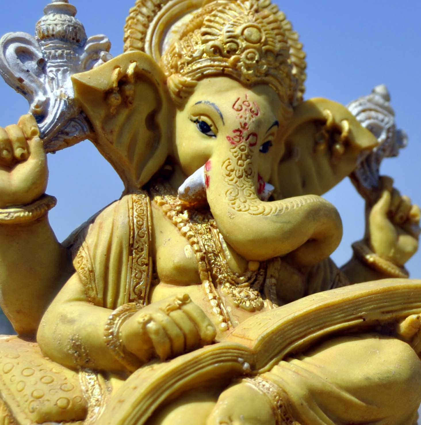 Image  Praying at the Feet of Lord Ganesha