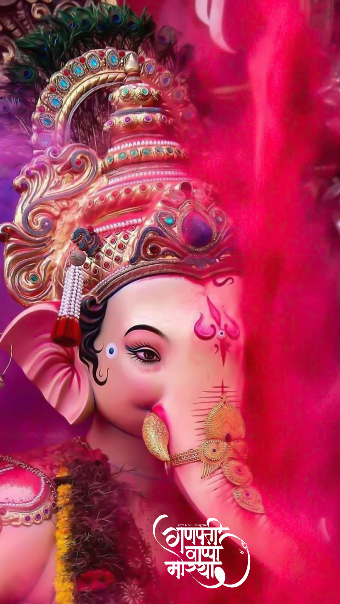 Ganesh Pink Powder IPhone Wallpaper