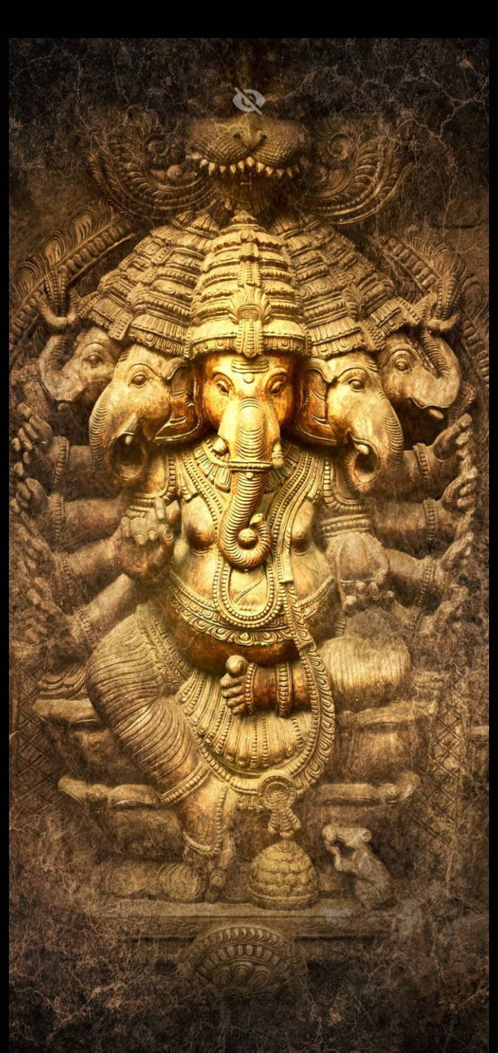 Ganesh Wall Carving IPhone Wallpaper