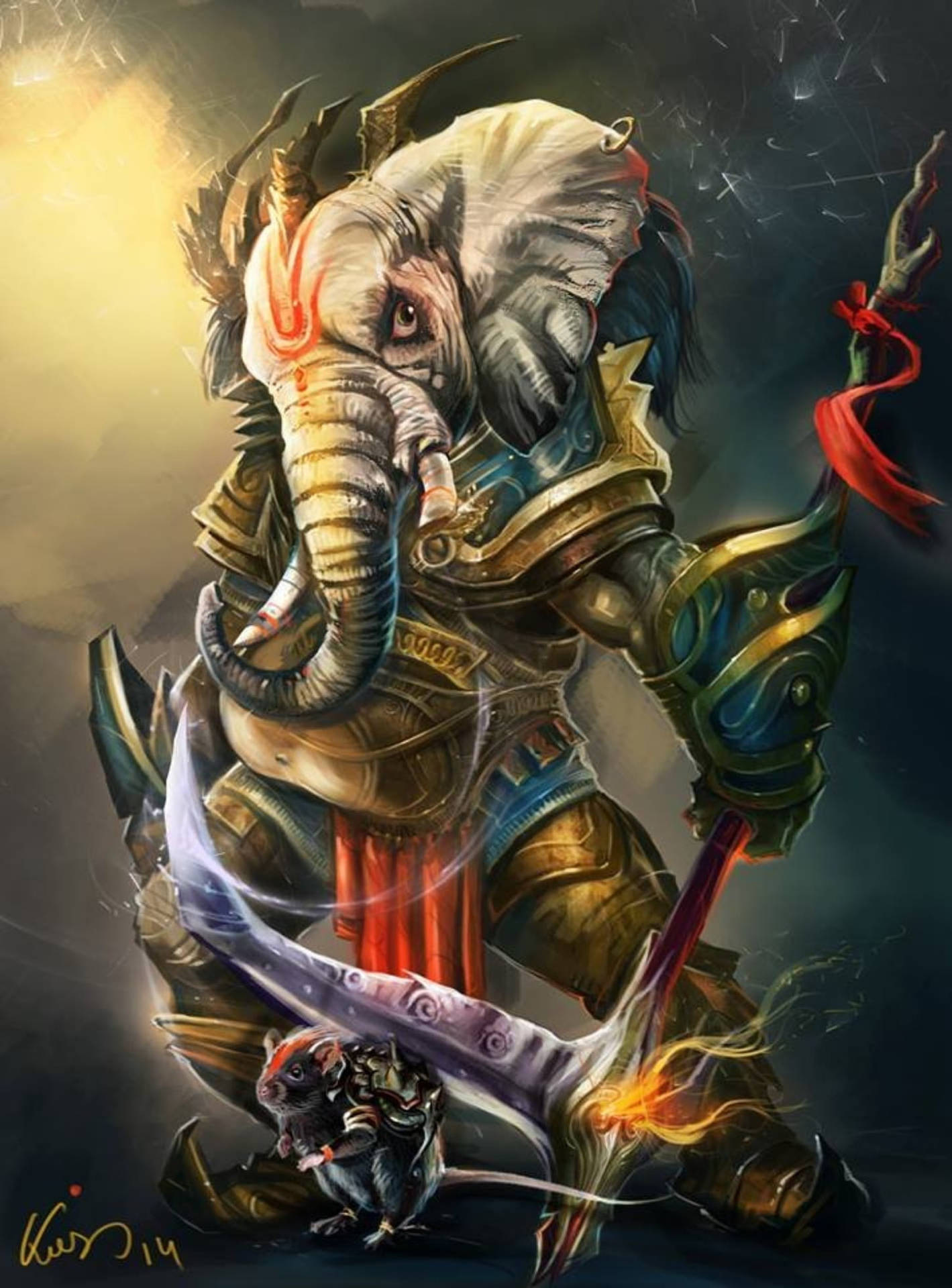 Ganesh Warrior Armor IPhone Wallpaper