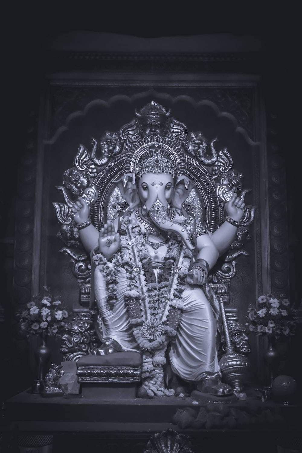 Ganesha Gråtoneportræt Wallpaper