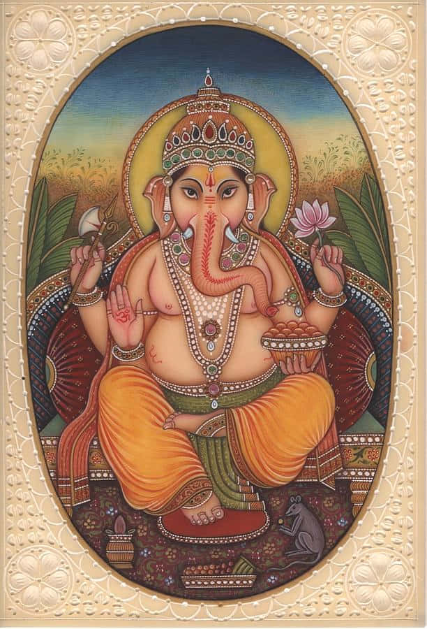 Pinturade Ganesha Em Uma Moldura