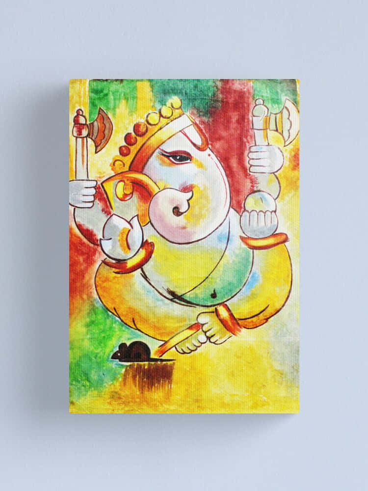 Ensmuk, Farverig Maleri Af Den Hinduistiske Gud Ganesha.
