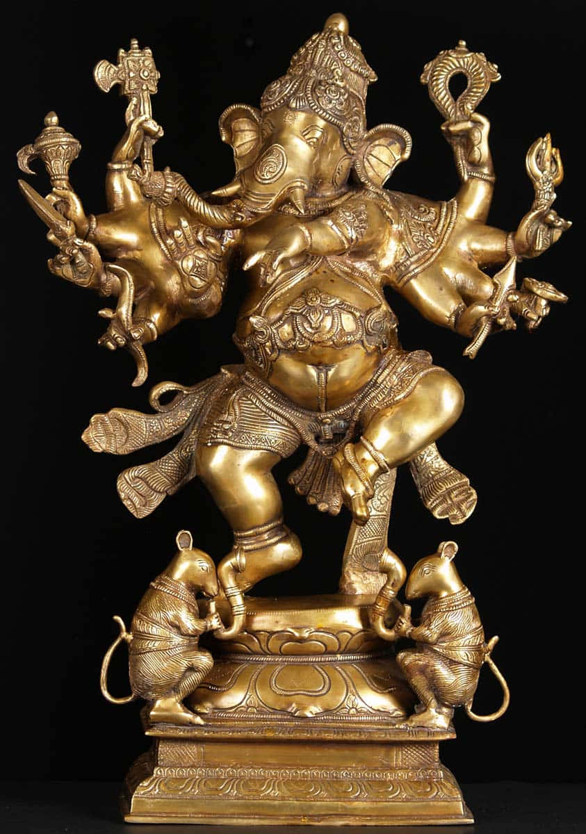 Etsmukt Og Farverigt Billede Af Lord Ganesha, Dybt Nedsænket I Meditation.