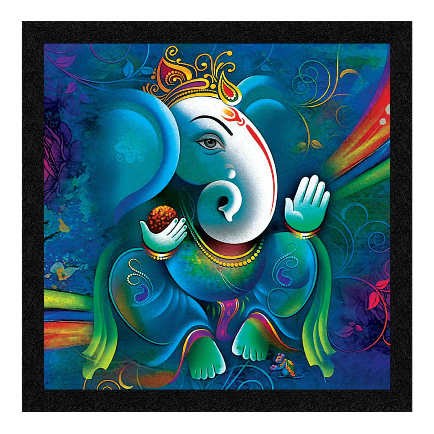 A Painting Of A Colorful Ganesha
