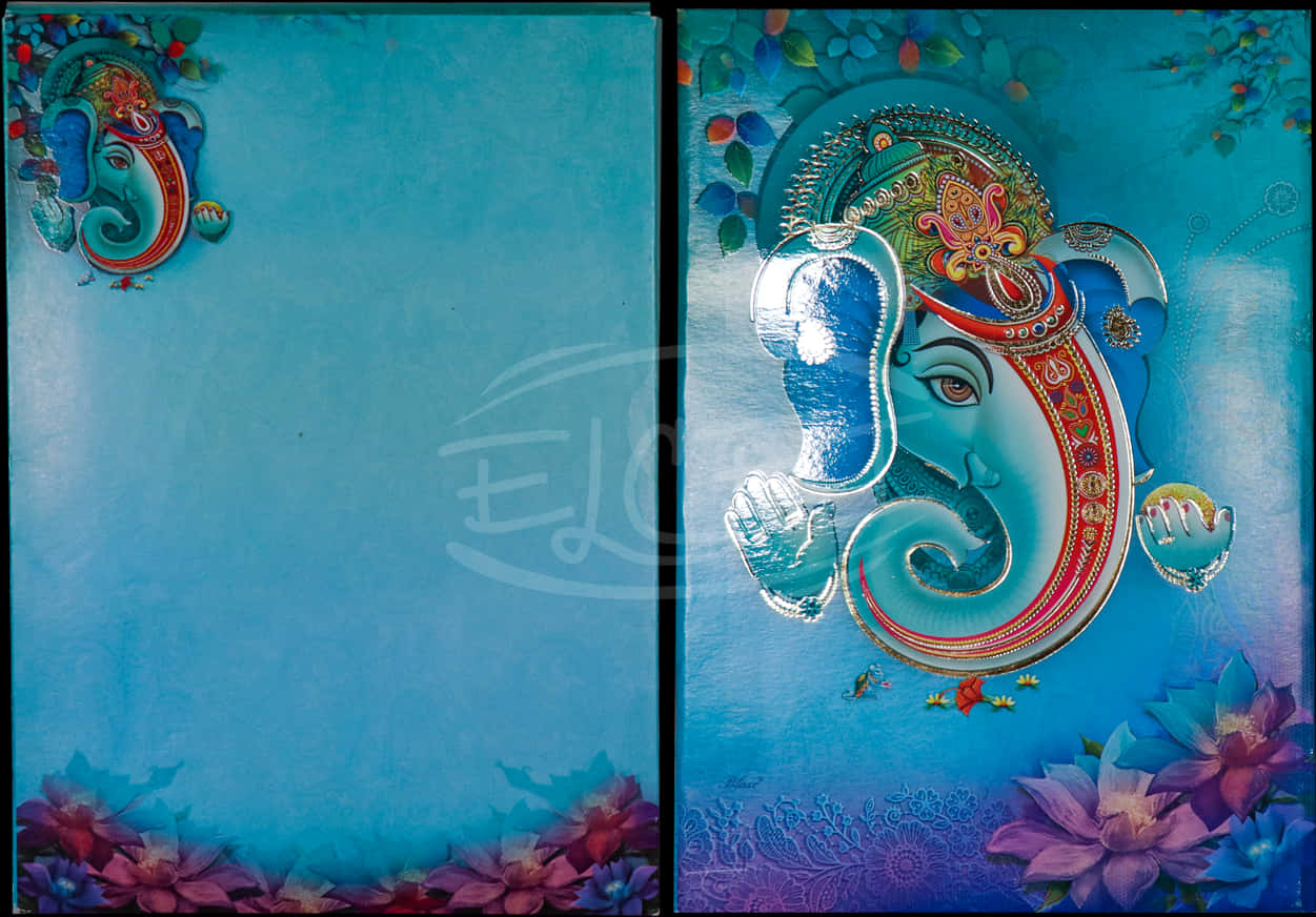 Ganesha Themed Wedding Card PNG