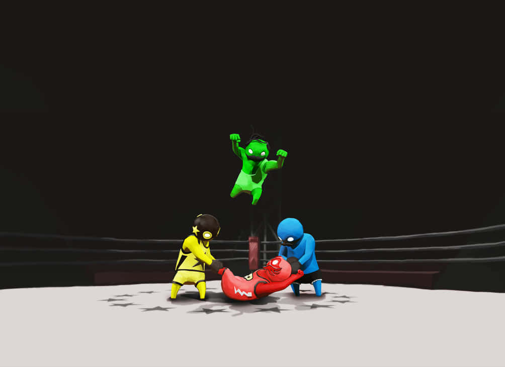 Einecartoon-zeichnung Von Zwei Personen, Die In Einem Boxring Kämpfen. Wallpaper